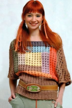 Pullover sweaters made of multi-colored threads, mohair, knitwear