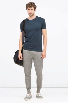 Fashionable men's pants with an elastic band at the bottom