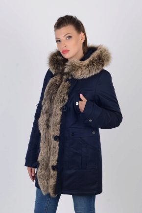 Women's winter parka with natural fur