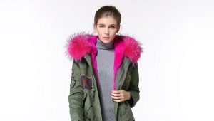 Parka with colored fur