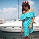 Sundress with a flounce on the shoulders