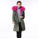 Parka with colored fur